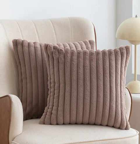 Faux Rabbit Fur Drawstring Pillowcase Cozy Soft