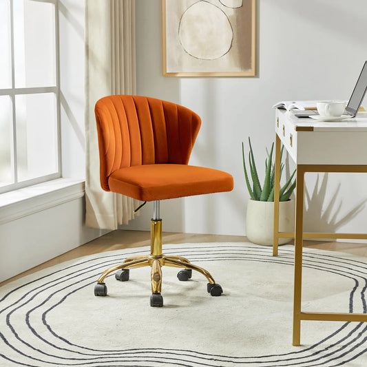 Velvet Swivel Task Chair with Gold Casters