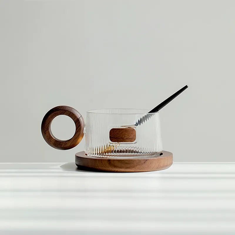 Glass Coffee Cup, Heat-Resistant Borosilicate Mug with Coaster