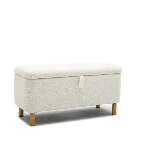 Basics Upholstered Storage Ottoman And Entryway Bench White