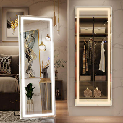 61”x21” Wall Mirror - Full Length Mirror for Bedroom with LED Lights