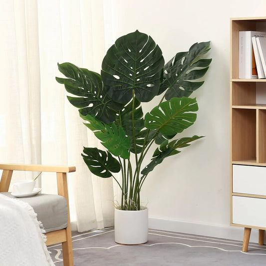 4FT Artificial Monstera Plant – Faux Swiss Cheese Tree