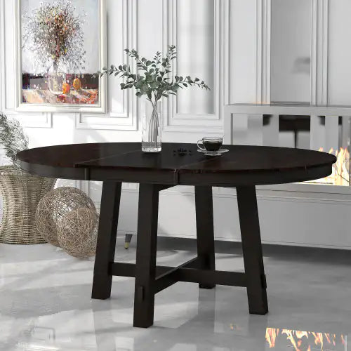 Circular Expandable Dining Table in Espresso