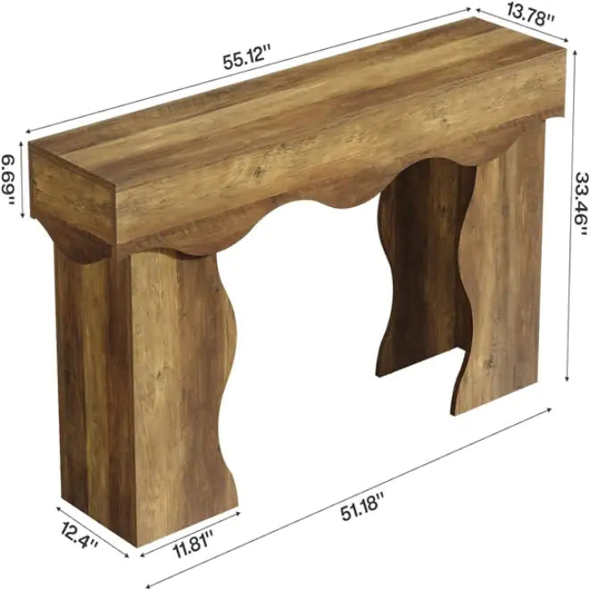 Retro Farmhouse Console Table, Modern Wood Entryway Table