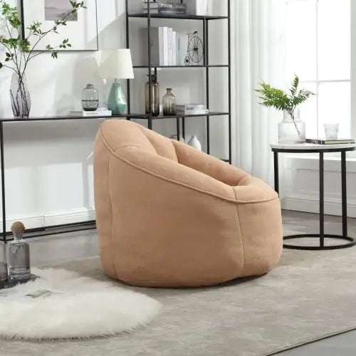 Tan Bean Bag Sofa Chair with Footrest