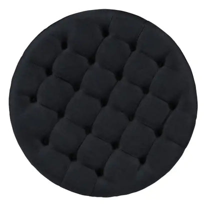2 Tier Round Ottoman Coffee Table, Large Tufted Upholstered Table