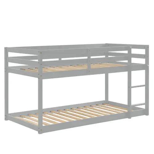 Twin Bed Frame - Grey Bed for Kids  Bedroom - Twin Bunk Bed