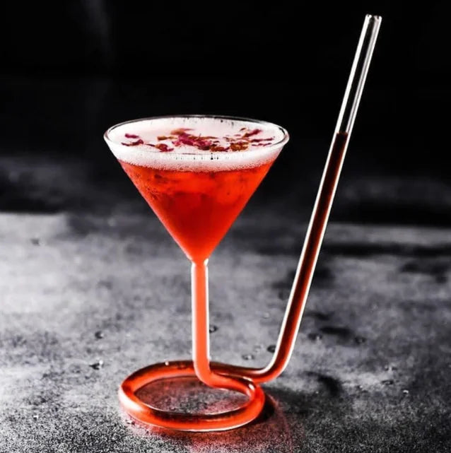 Rotating Martini Glass, Spiral Hand-Blown Cocktail Cup 200mm