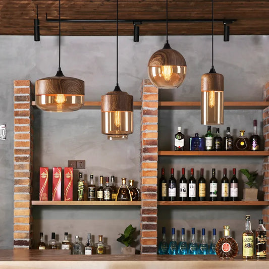 Art Bar Three-Headed Glass Chandelier