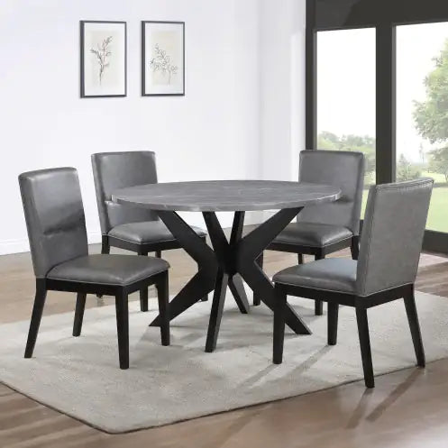 48" Round Faux Marble Dining Table – Gray