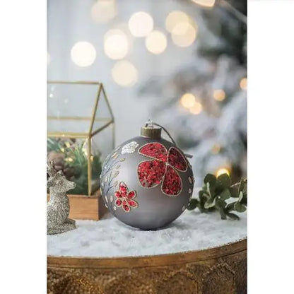 Set Of 4 Christmas Ball Ornaments, Glass Christmas Ornaments