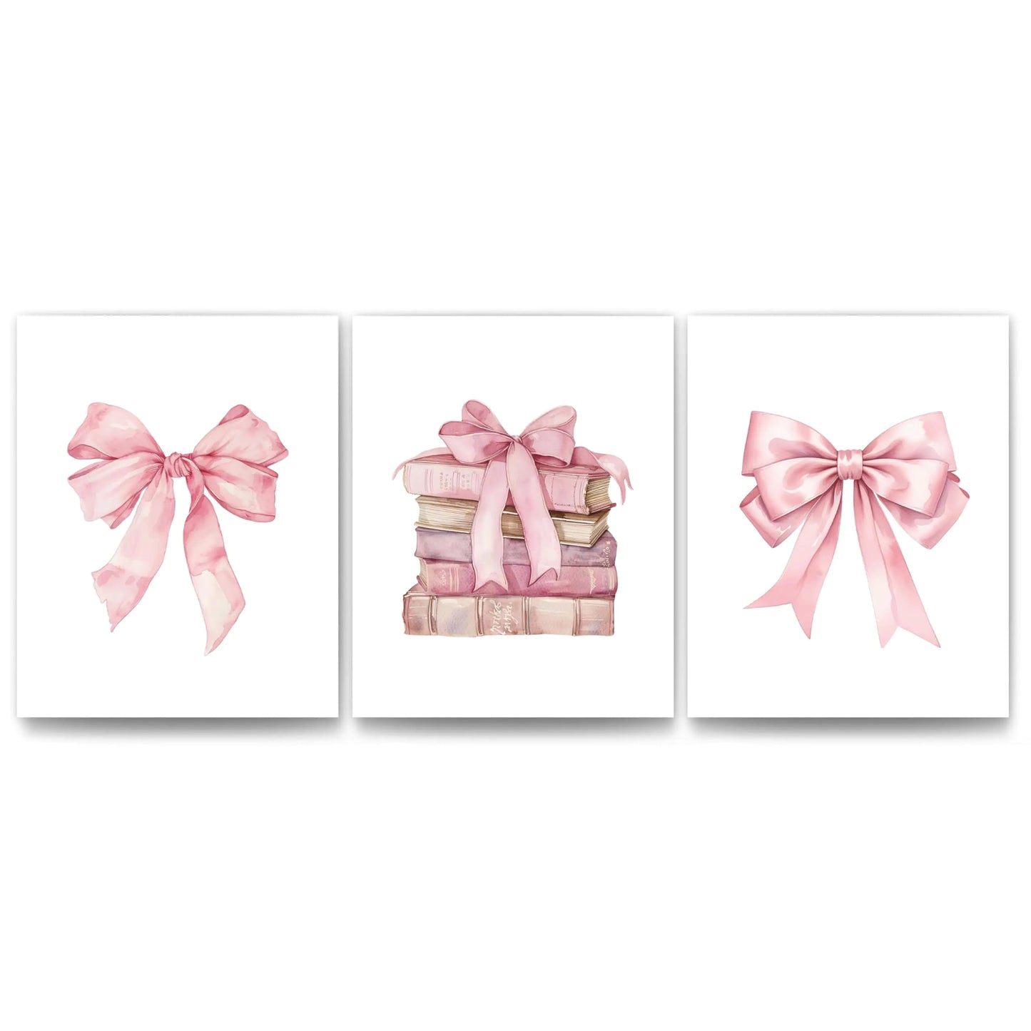 Coquette Bow Wall Art Set - Pink Wall Art for Girls Bedroom