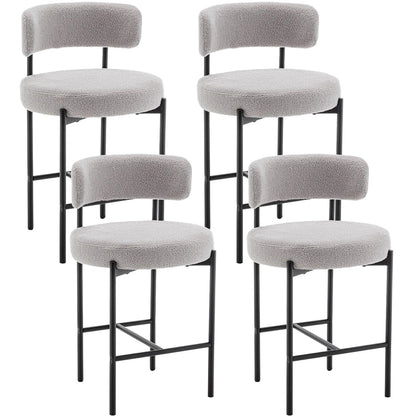 Set of 4 Counter Height Stools - Grey Bar Chairs for Kitchen Island