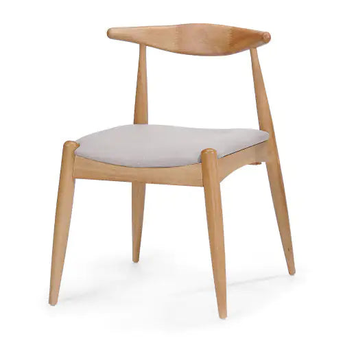 Beige Set of 2 Modern Dining Chairs - Mid Century Chair, Wood Chair