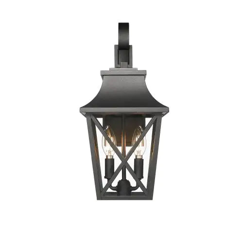 Black Outdoor Wall Light, 2 Light Waterproof Industrial Porch Fixture