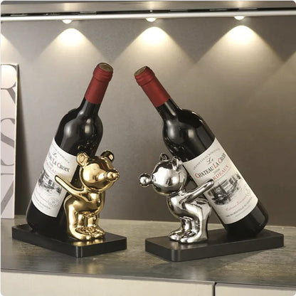 Luxury Bear Ceramic Wine Rack, Decorative Wine Holder
