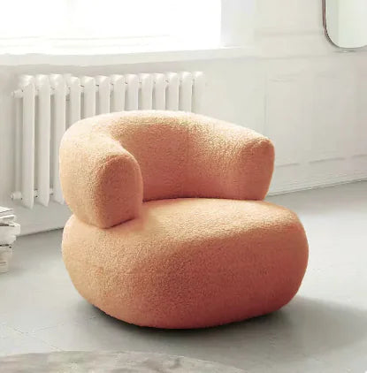 Modern Upholstered Accent Chair, White Lambswool Single Sofa Chair
