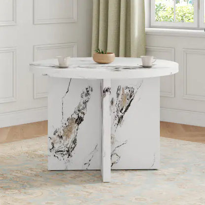 42" Mid Century Dining Table, Round Pedestal Dining Table