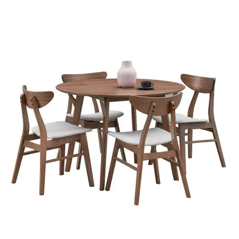 42" Round Wooden Dining Table for 4 Persons