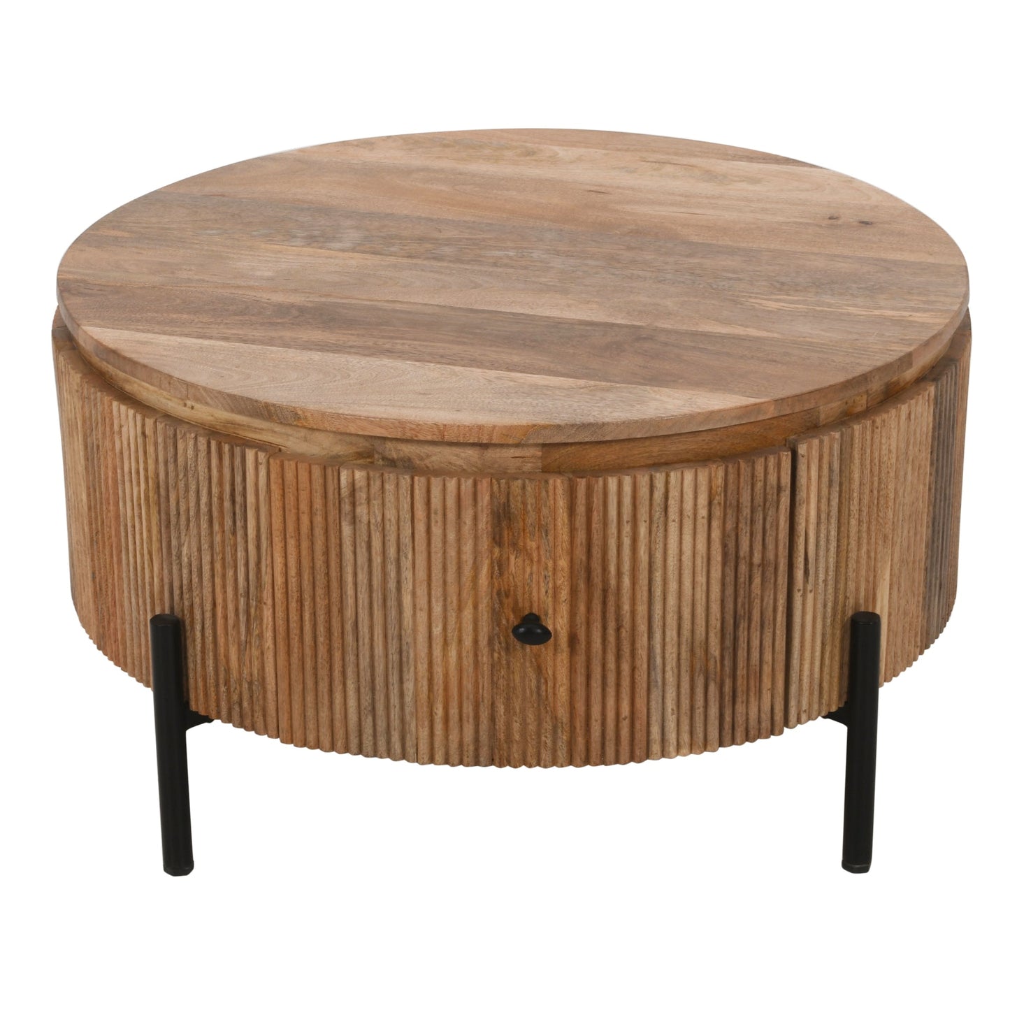 York Natural Solid Wood Coffee Table With Metal Legs