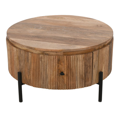 York Natural Solid Wood Coffee Table With Metal Legs