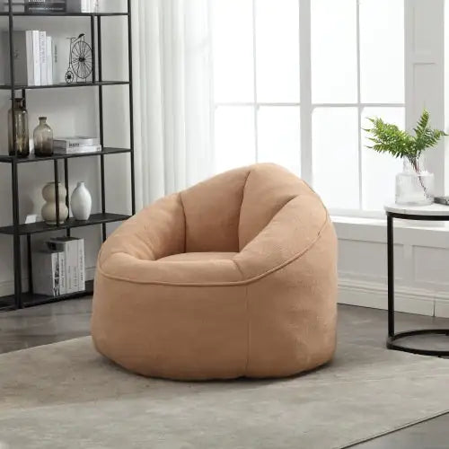 Tan Bean Bag Sofa Chair with Footrest