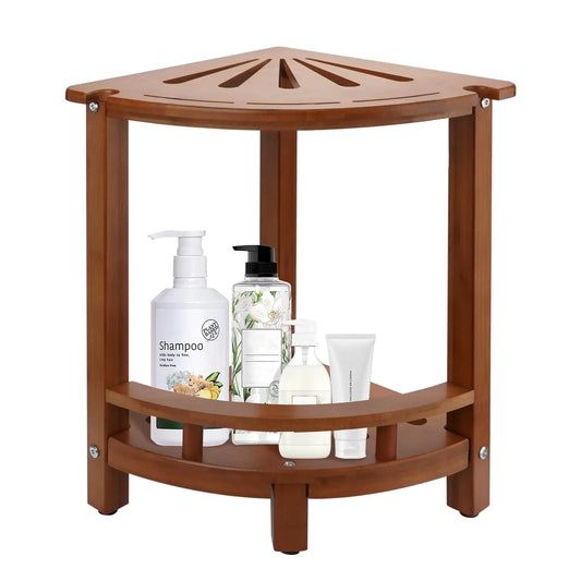 Small Teak Shower Stool / Shaving Foot Stool