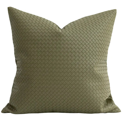 Woven Textured PU Leather Decorative Pillow Cover