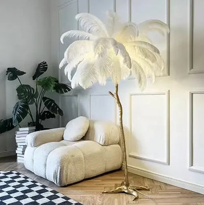 Modern Feather Copper Floor Lamp Light
