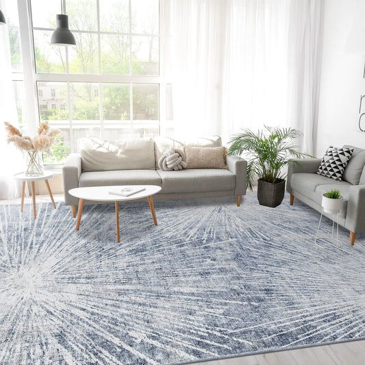 Washable Abstract Area Rug 8x10 Modern Design