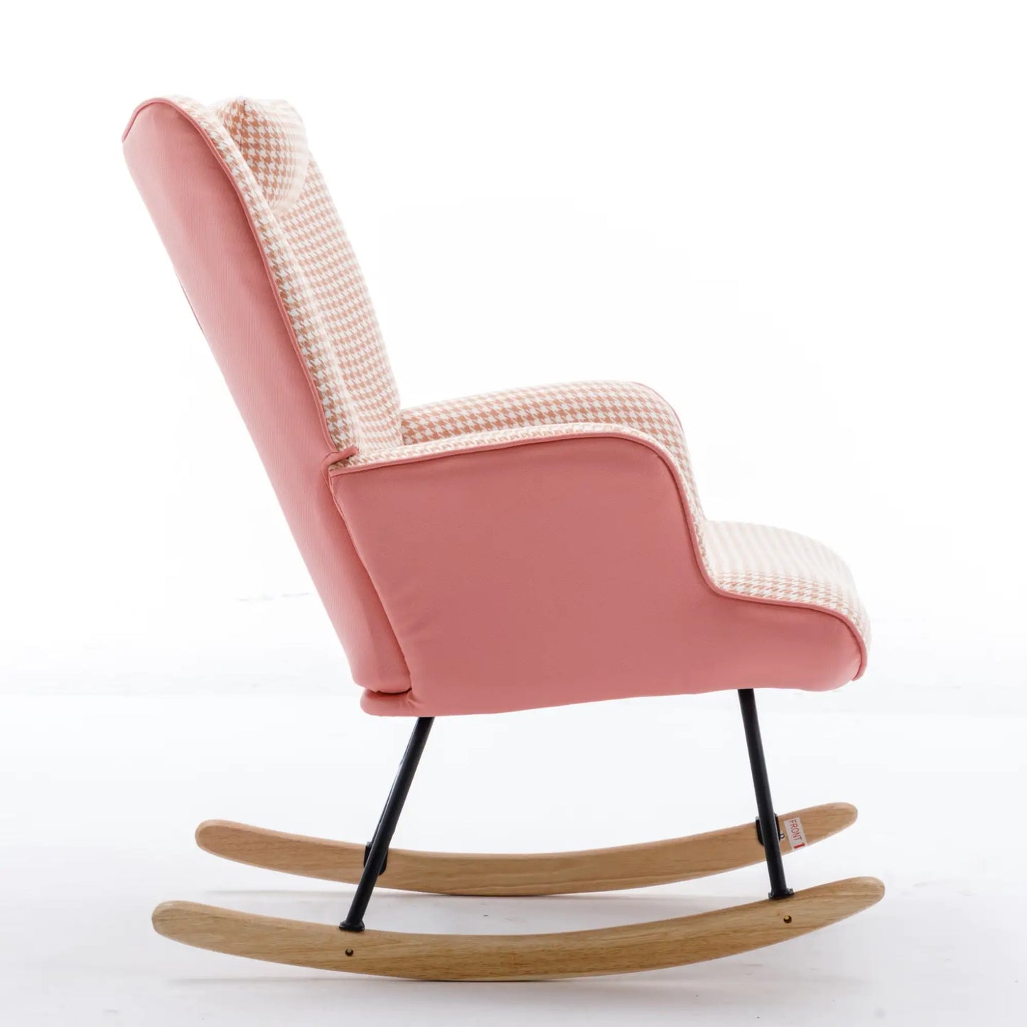 35.5 Inch Wingback Rocking Chair with Solid Wood