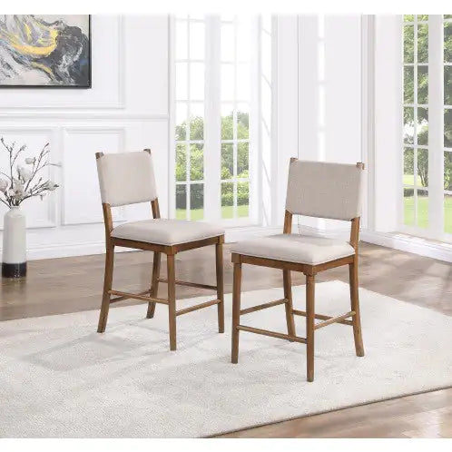 Set of 2 Scandinavian Light Brown Counter Chairs