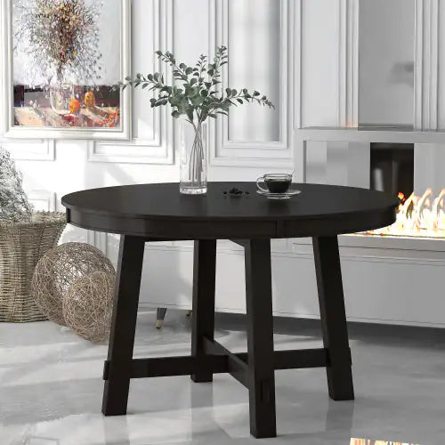 Circular Expandable Dining Table in Espresso