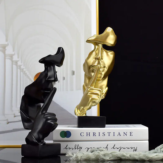 Silence is Gold Abstract Resin Art Statue