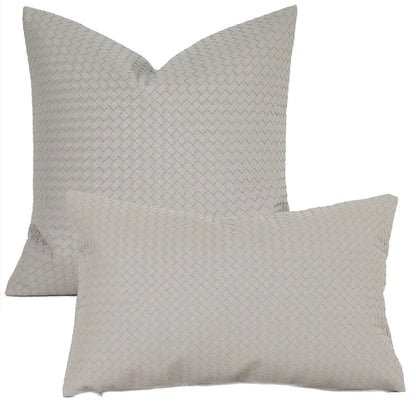 Woven Textured PU Leather Decorative Pillow Cover