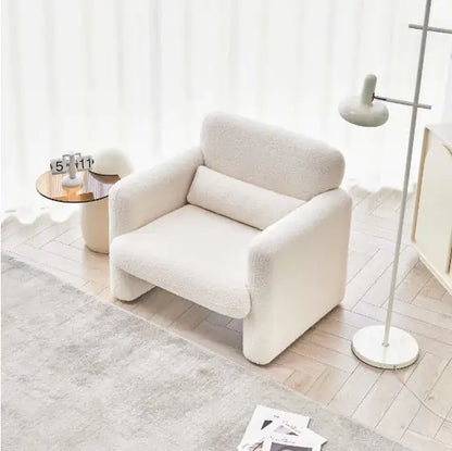 34" Beige Modern Upholstered Chair - Single Sofa Chair with Pillow