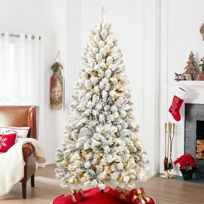 6ft Prelit Christmas Tree with Stand - Flocked Christmas Tree