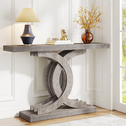 39" Modern Console Table – Grey Wood Entryway Console