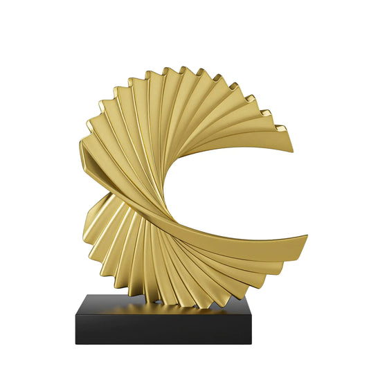 Abstract Gold Ocean Wave Resin Statue