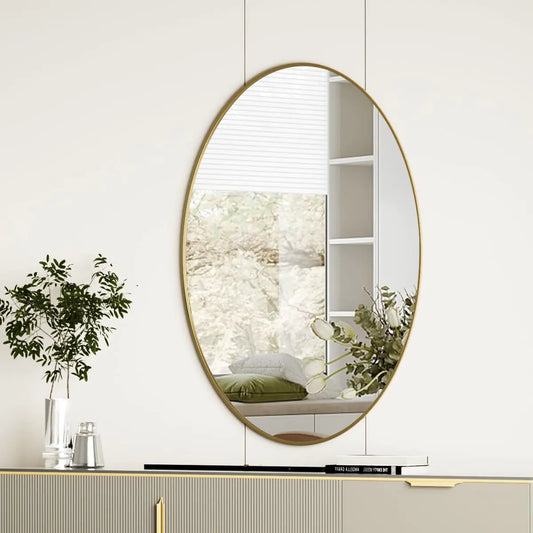 Gold Oval Bathroom Vanity Mirror 20x28"