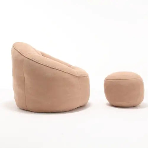 Tan Bean Bag Sofa Chair with Footrest
