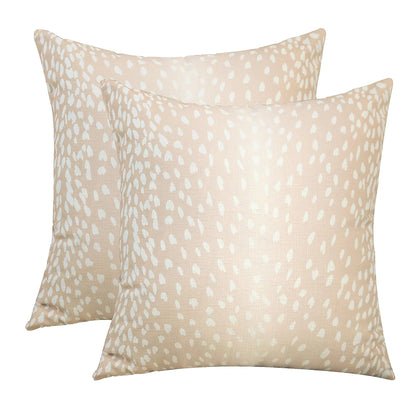 Set of 2 Antelope Pillow Covers 24x24 Inch… Beige and White