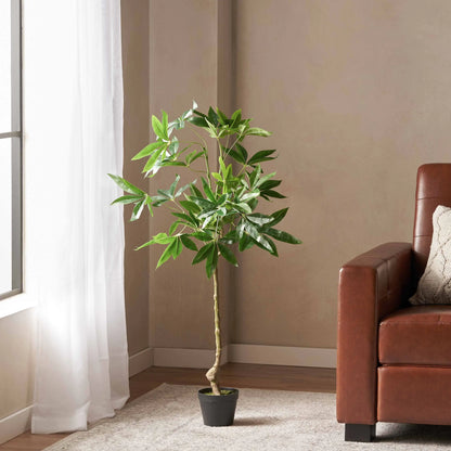 47” Artificial Money Tree Plant, Faux Pachira Greenery for Home