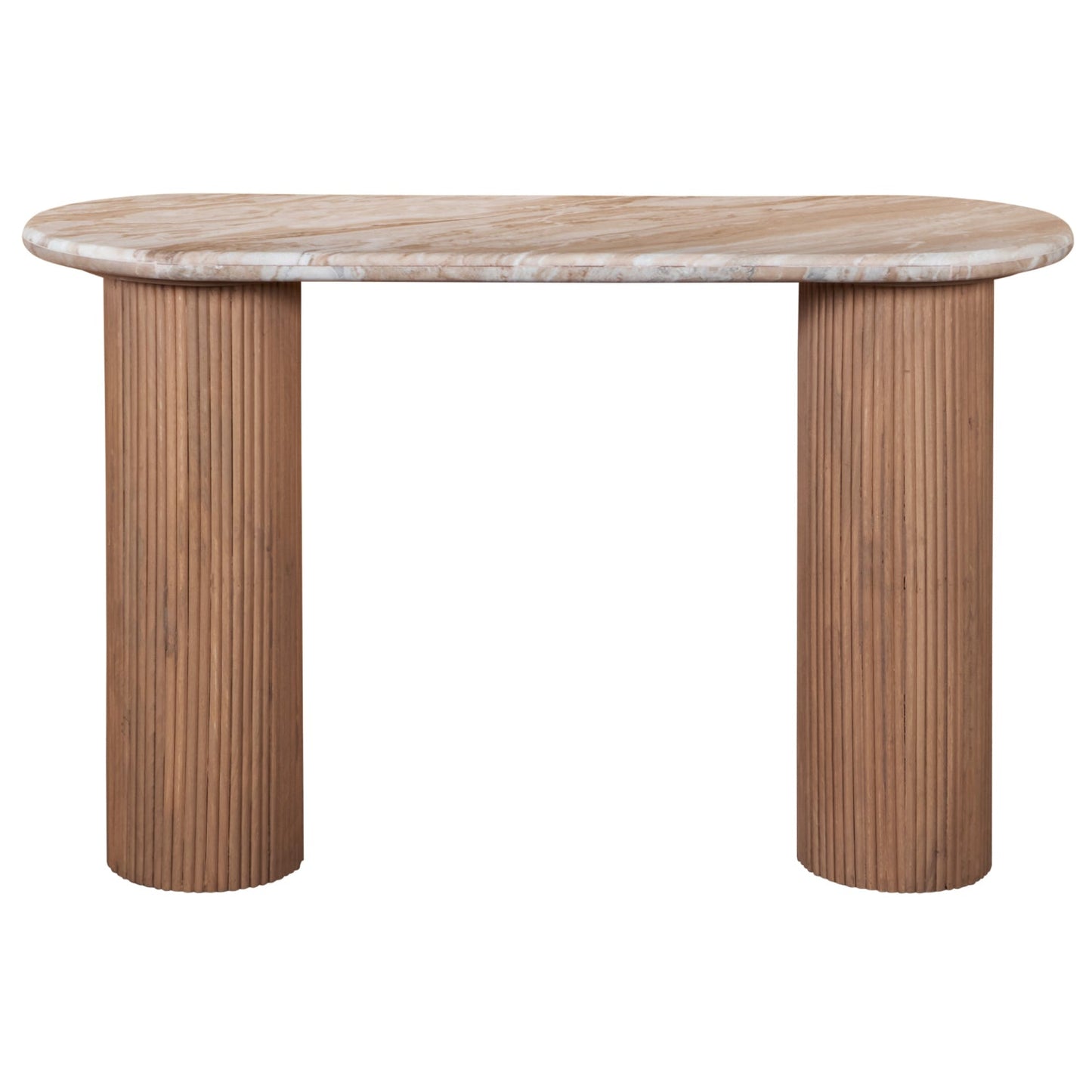 Bundi Natural Marble & Wood Pedestal Console Table