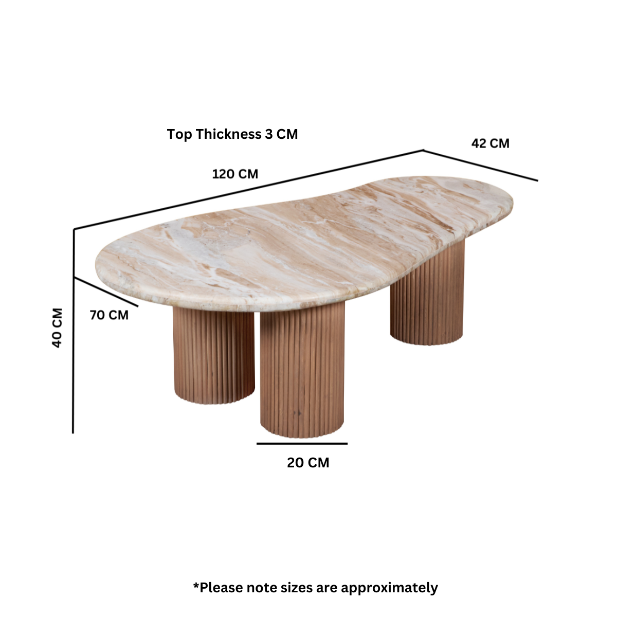 Bundi Natural Marble & Wood Pedestal Coffee Table