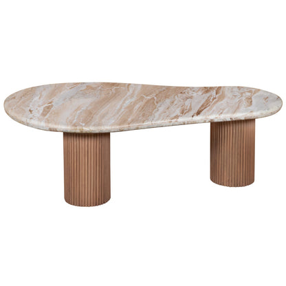 Bundi Natural Marble & Wood Pedestal Coffee Table