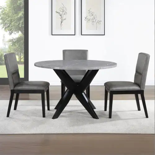 48" Round Faux Marble Dining Table – Gray