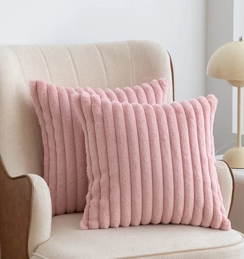 Faux Rabbit Fur Drawstring Pillowcase Cozy Soft