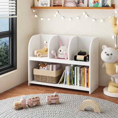 Kids Bookcase With 4 Compartments Toy Storage & Bookshelf