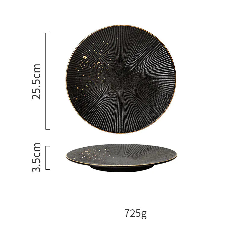 Nordic Black and Gold Trim Porcelain Dinnerware